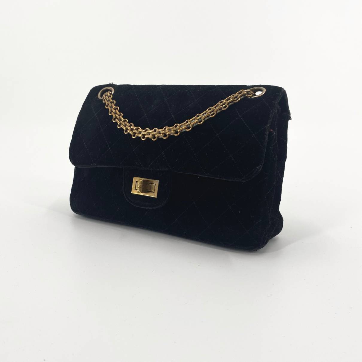 2.55 velvet handbag Chanel Black in Velvet - 30871917