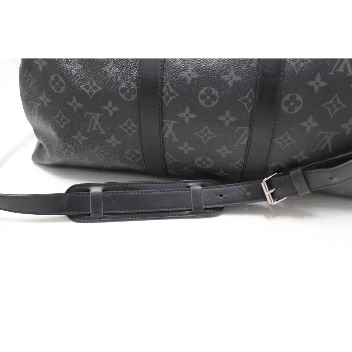 Keepall vinyl travel bag Louis Vuitton Black in Vinyl - 34627437