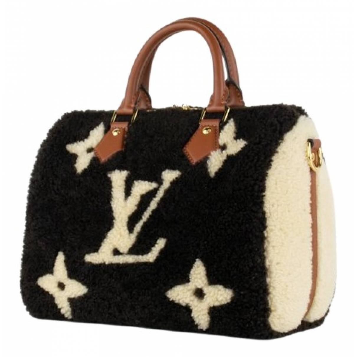 Speedy bandoulière wool handbag Louis Vuitton Black in Wool - 22887686