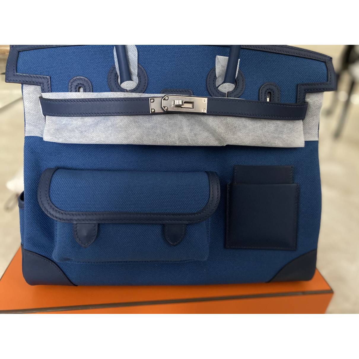 3D model Hermes Birkin Cargo Toile Goeland Swift 35 Leather Bag VR