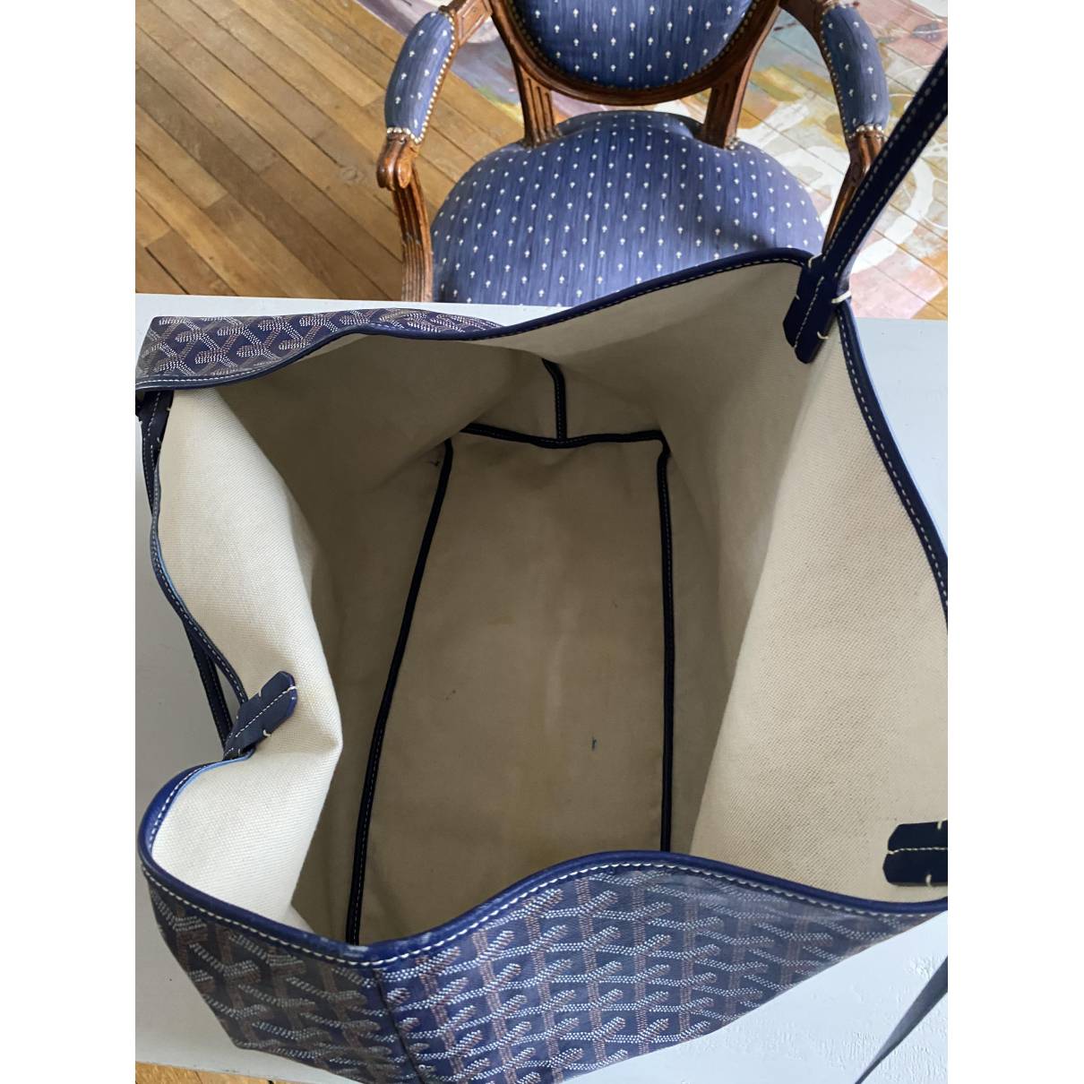 Cloth satchel Louis Vuitton Blue in Cloth - 28850644