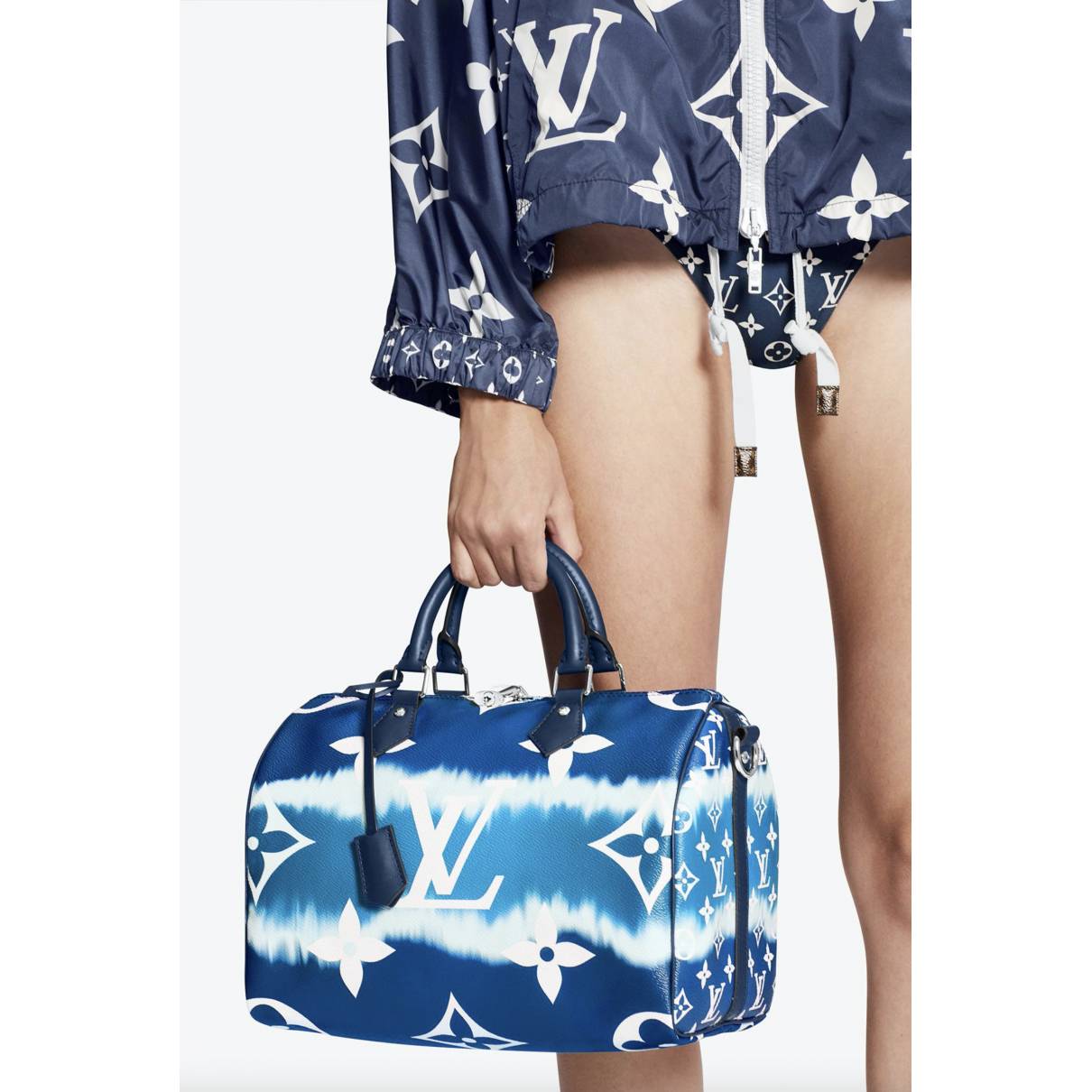Speedy bandoulière cloth handbag Louis Vuitton Blue in Cloth