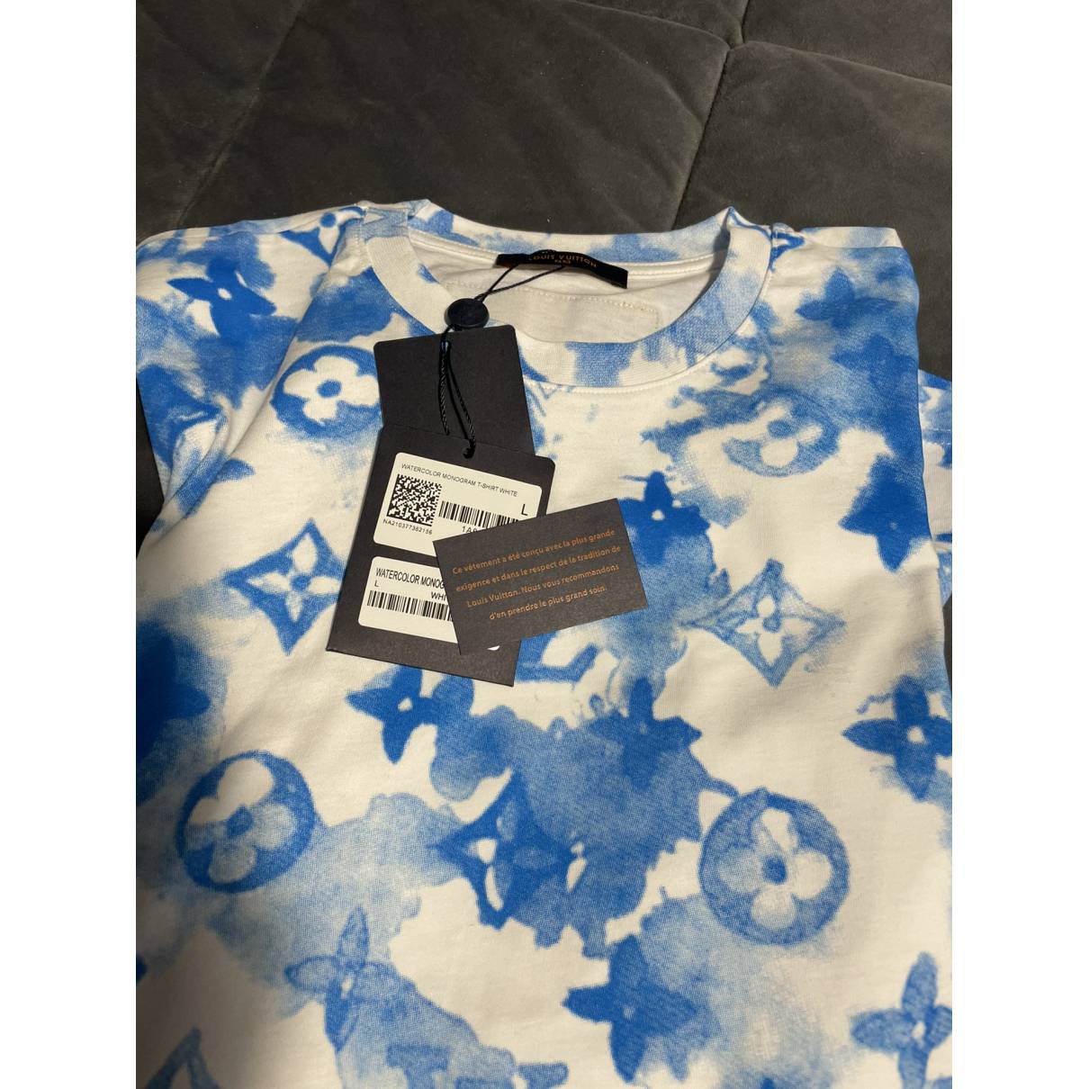 T-shirt Louis Vuitton Blue size L International in Cotton - 22294735