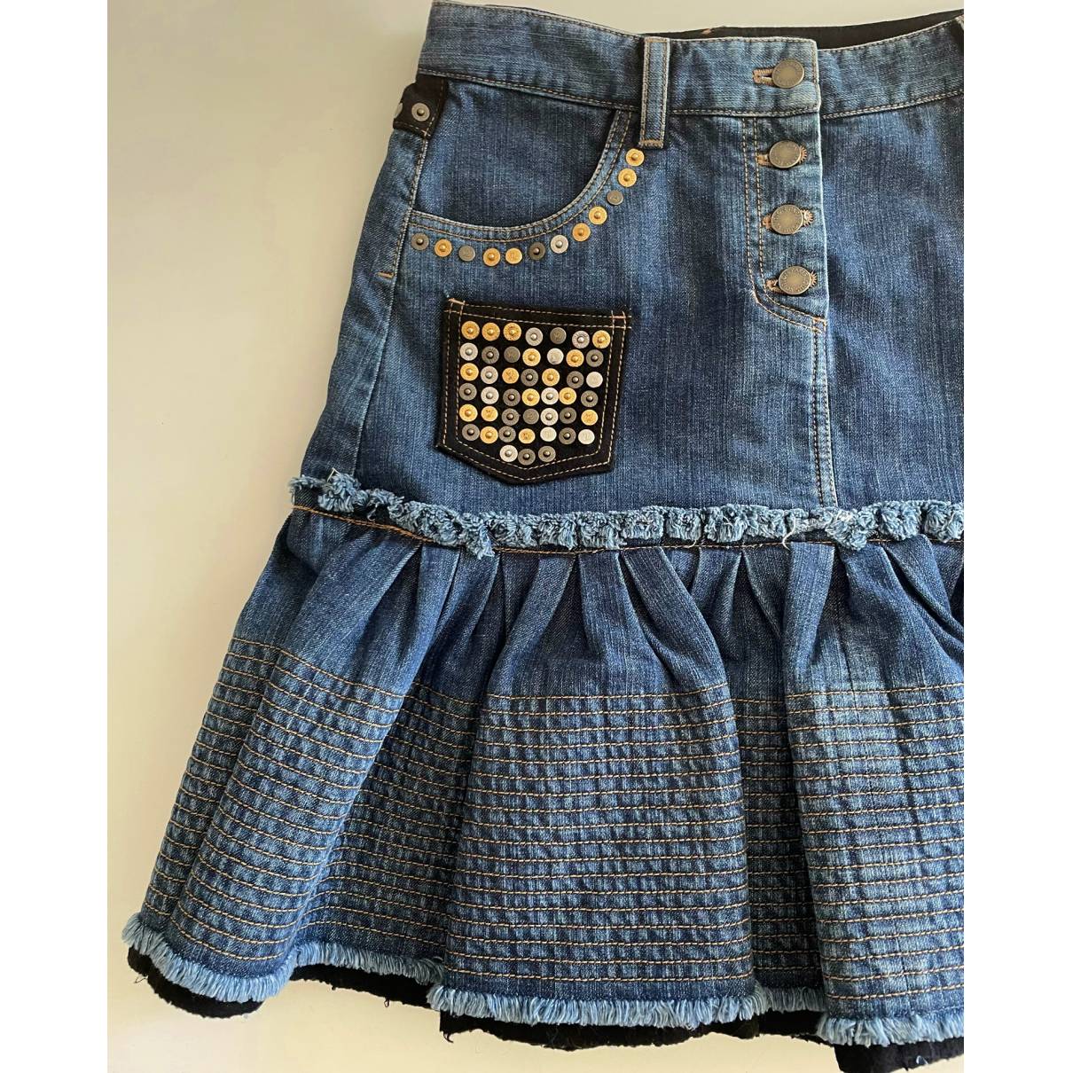 Mini skirt Louis Vuitton Blue size 40 FR in Denim - Jeans - 29491291
