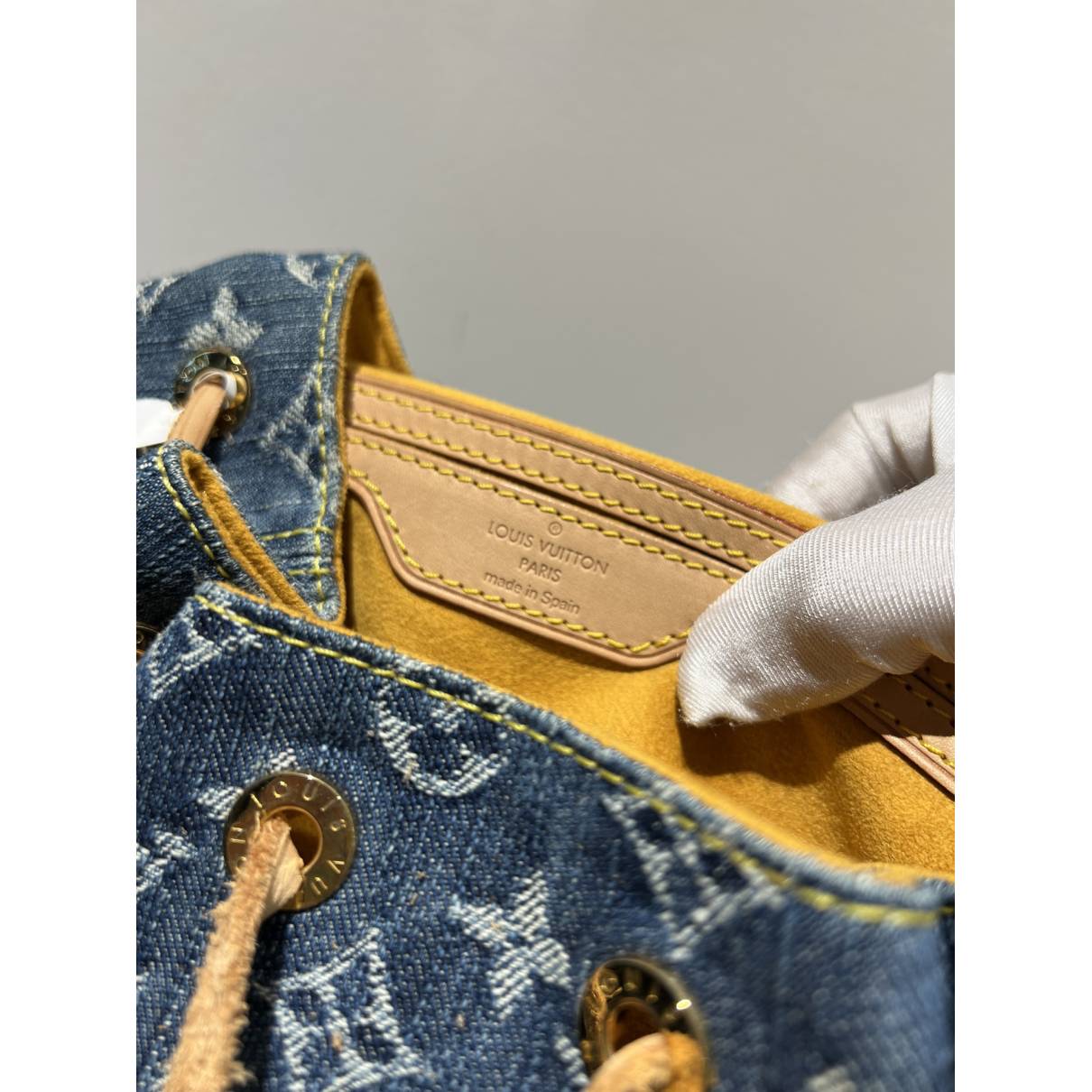 Montsouris vintage backpack Louis Vuitton Blue in Denim - Jeans