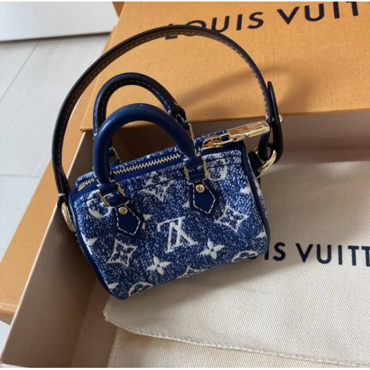 Nano speedy / mini hl handbag Louis Vuitton Blue in Denim - Jeans - 25209372