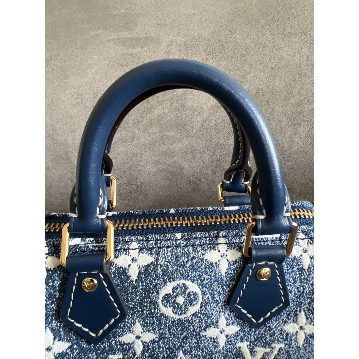 Louis Vuitton - Authenticated Nano Speedy / Mini HL Handbag - Denim - Jeans Blue For Woman, Very Good Condition