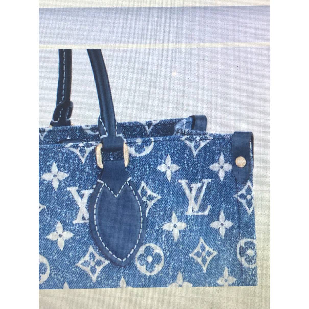 Louis Vuitton - Authenticated Onthego Handbag - Denim - Jeans Blue Plain For Woman, Very Good condition
