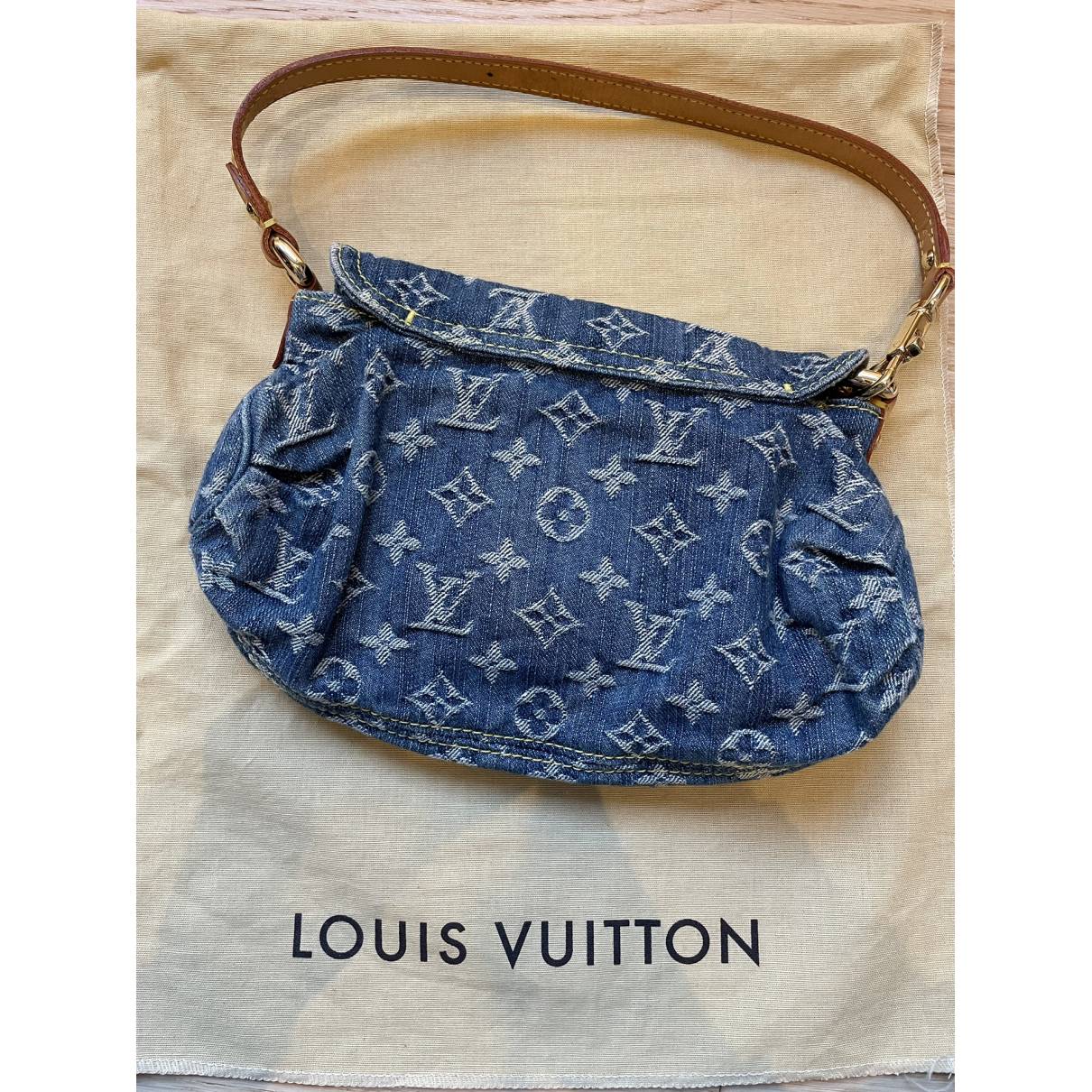Pleaty handbag Louis Vuitton Blue in Denim - Jeans - 33960826