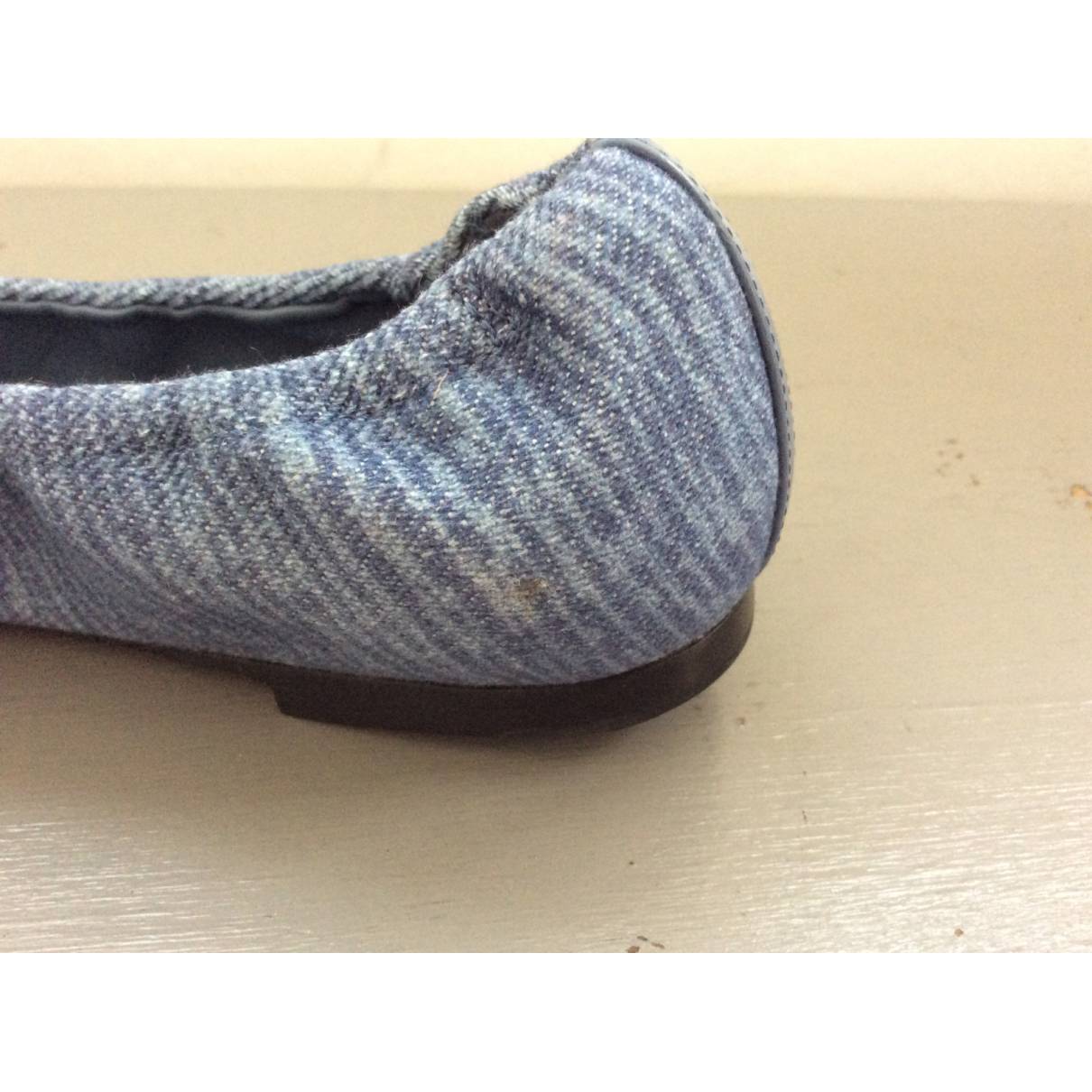 CHANEL+Blue+Denim+Fabric+Logo+Loafers+Flats+Shoes+Size+4+US+35+EU