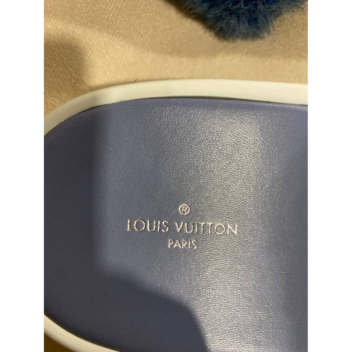 Louis Vuitton - Authenticated Sandal - Faux Fur Blue for Women, Very Good Condition