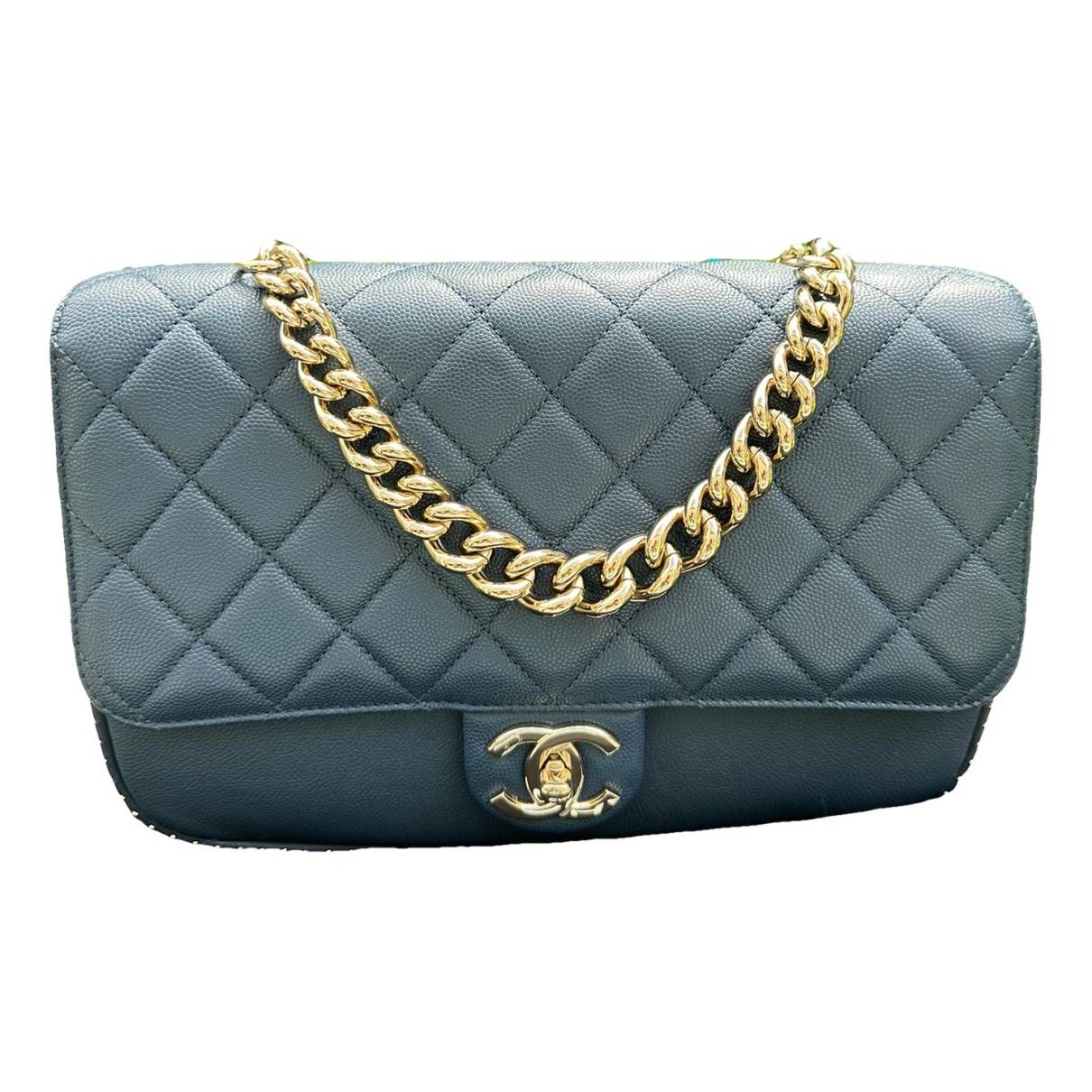 Business affinity leather handbag Chanel Blue in Leather - 34201804