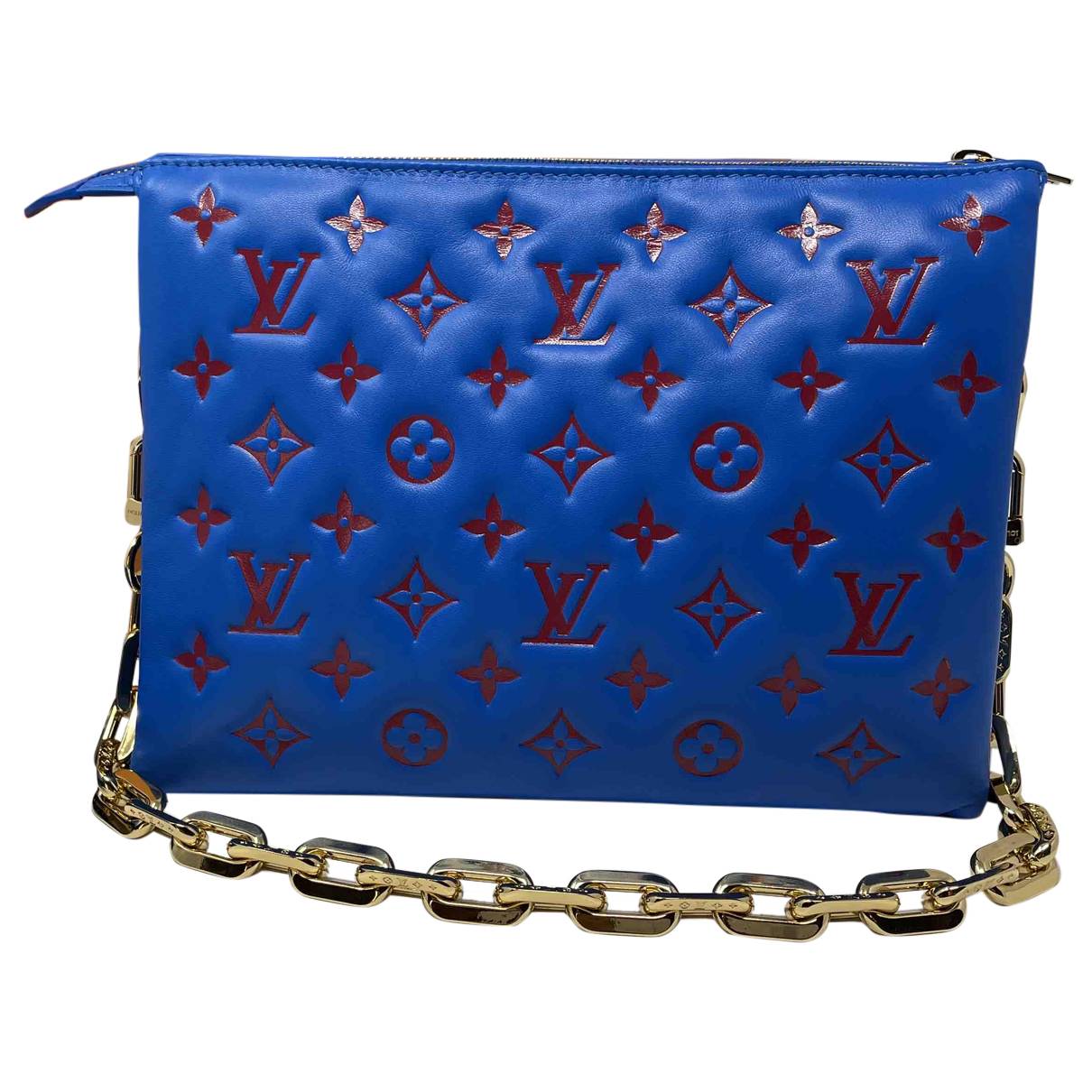 Coussin leather handbag Louis Vuitton Blue in Leather - 26890499
