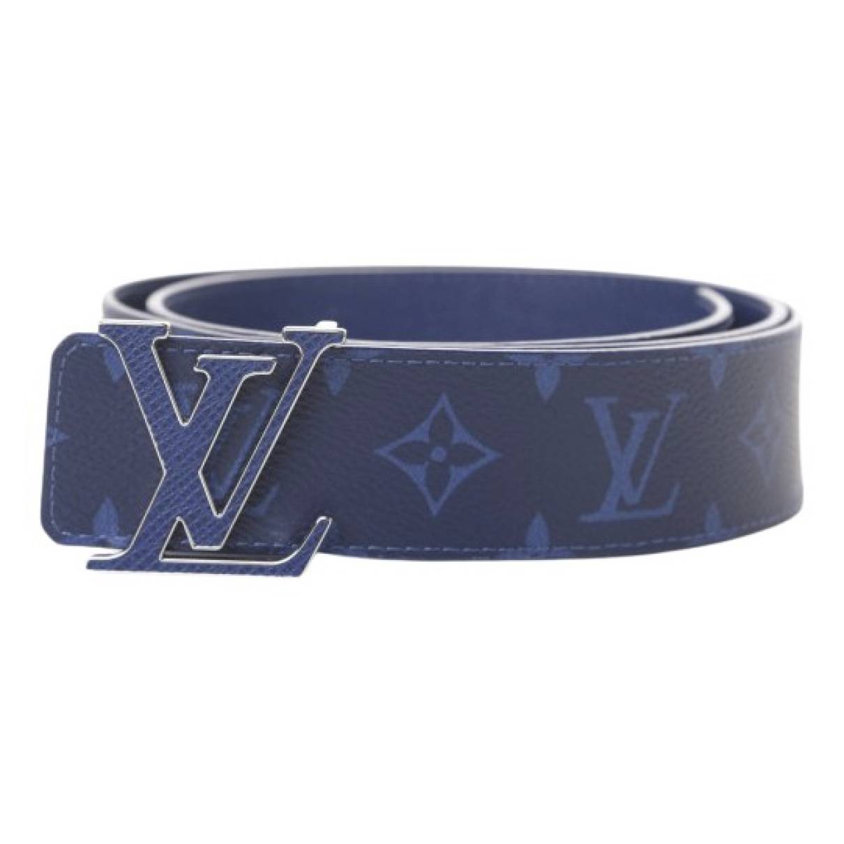 Initiales leather belt Louis Vuitton Blue size 95 cm in Leather - 31296787