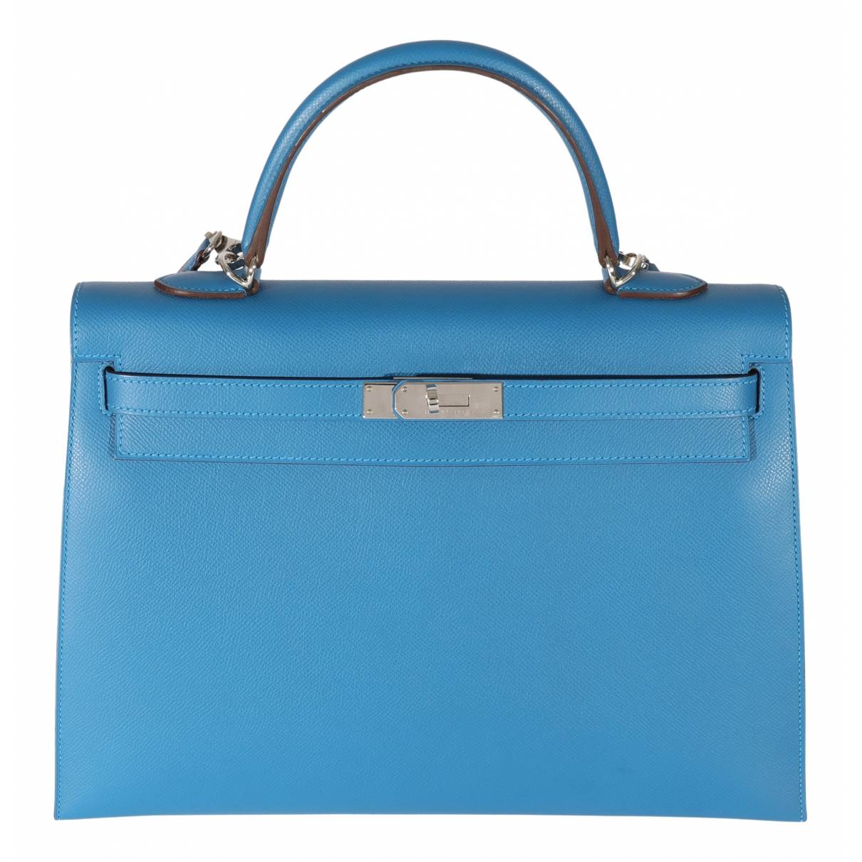 Kelly 35 leather handbag Hermès Blue in Leather - 30522024