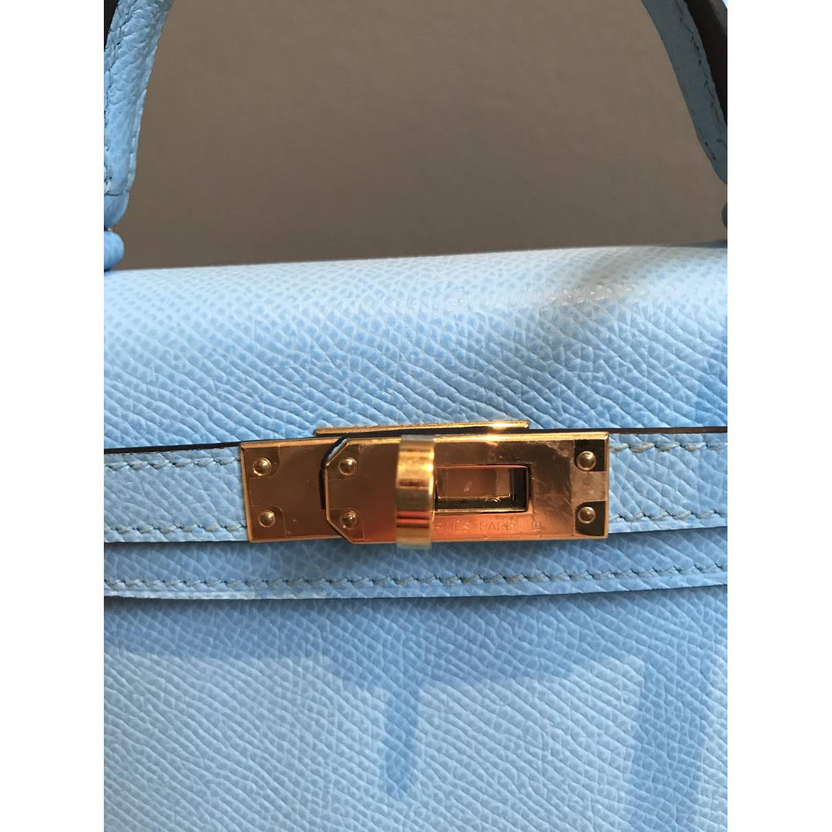 Hermès - Authenticated Kelly Mini Handbag - Leather Blue Plain for Women, Very Good Condition