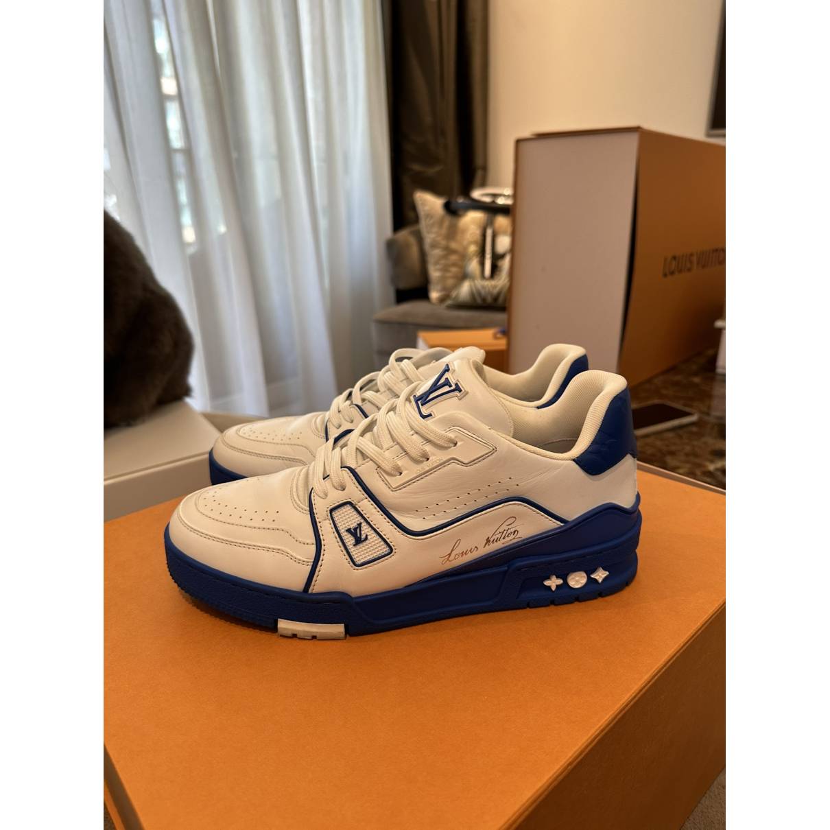 LV Trainer leather low trainers