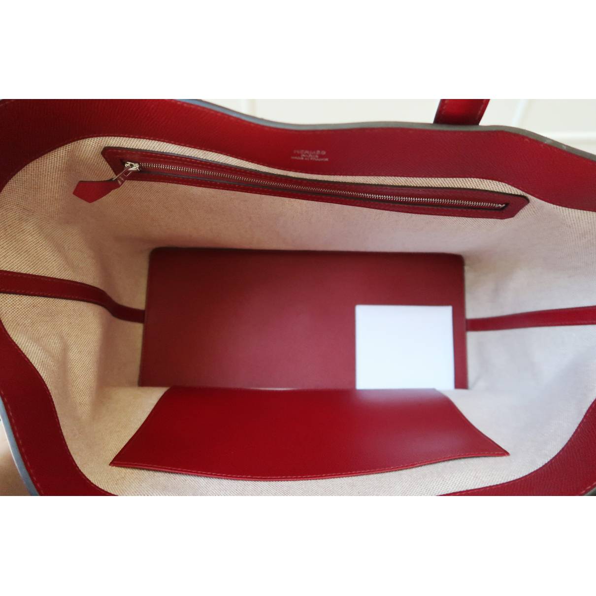 Hermes Agate Blue/Garnet Red Maxibox Cabas 36 Tote Bag 071257CK AA