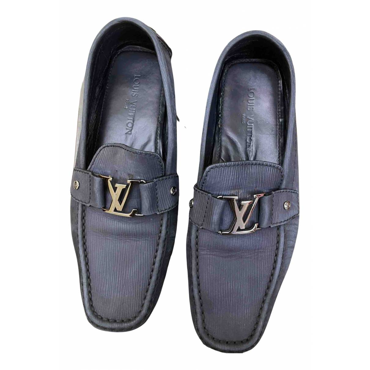 Monte carlo leather flats Louis Vuitton Blue size 44 EU in Leather -  15872229