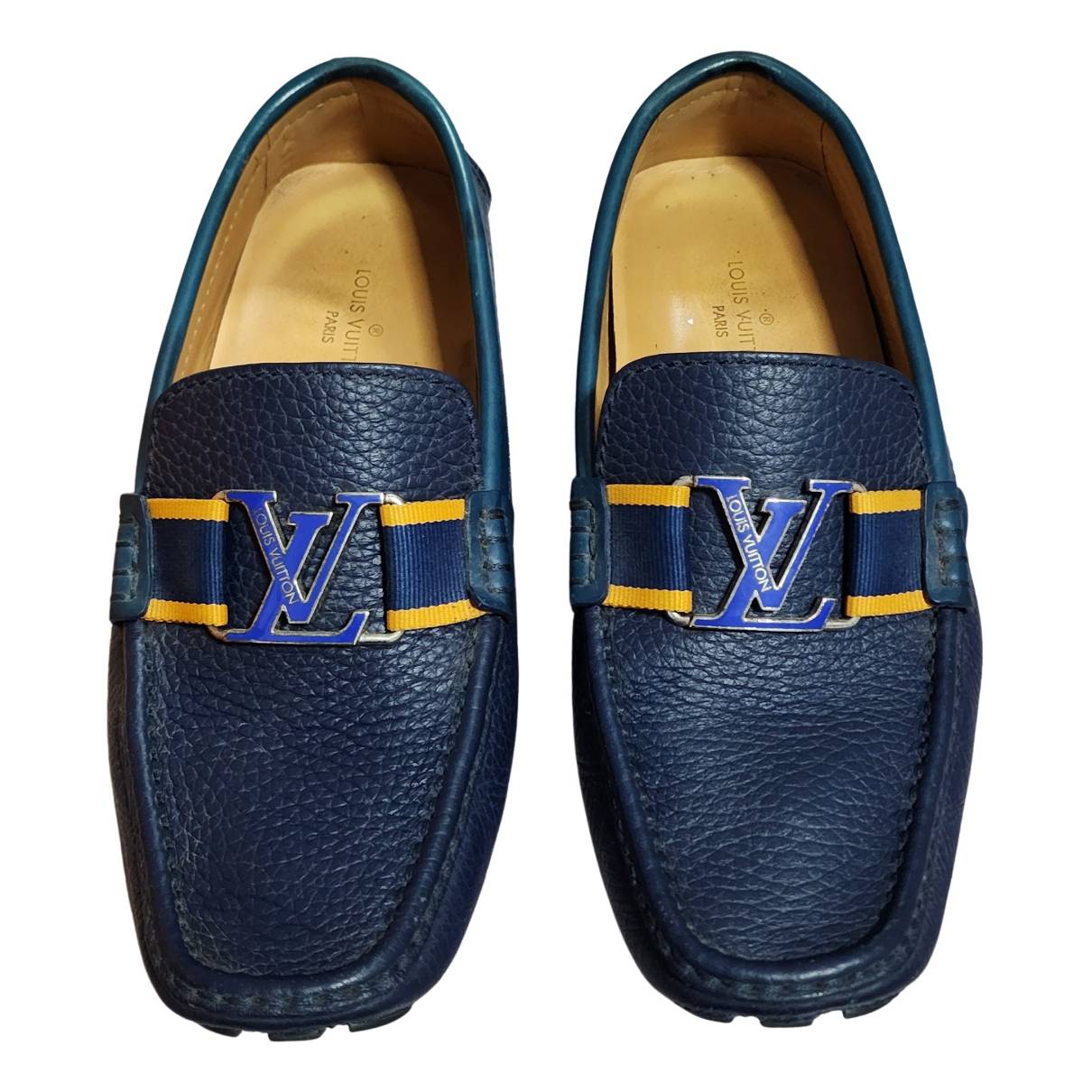 Monte carlo leather flats Louis Vuitton Blue size 6.5 UK in Leather -  29721852