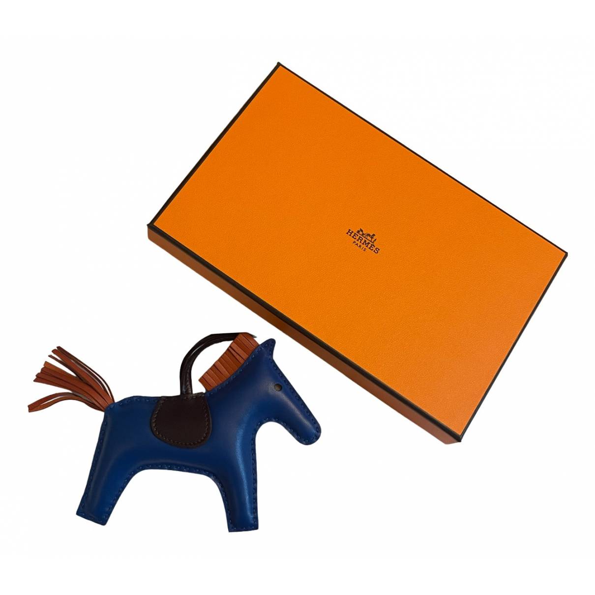 Rodeo leather bag charm Hermès Blue in Leather - 18560395