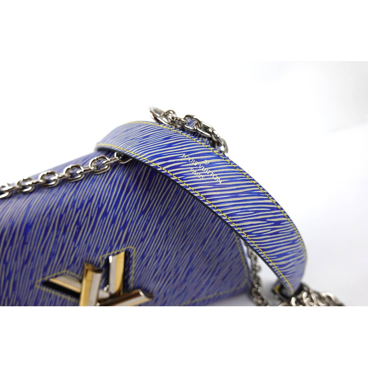 Louis Vuitton Twist Medium Model Handbag in Blue Jean Epi Leather