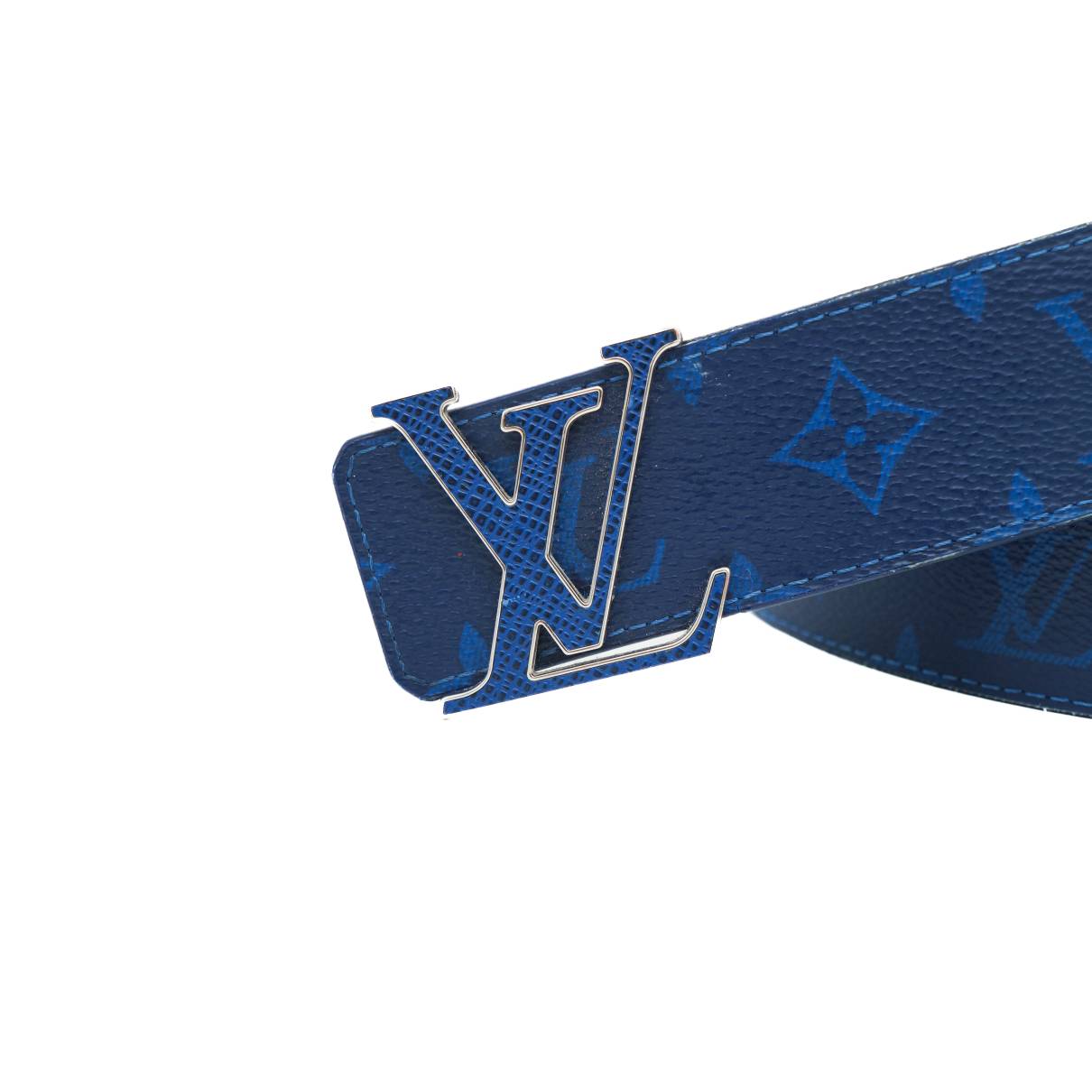 Louis Vuitton LV Initiales 40mm Reversible Belt Blue Monogram Canvas. Size 100 cm