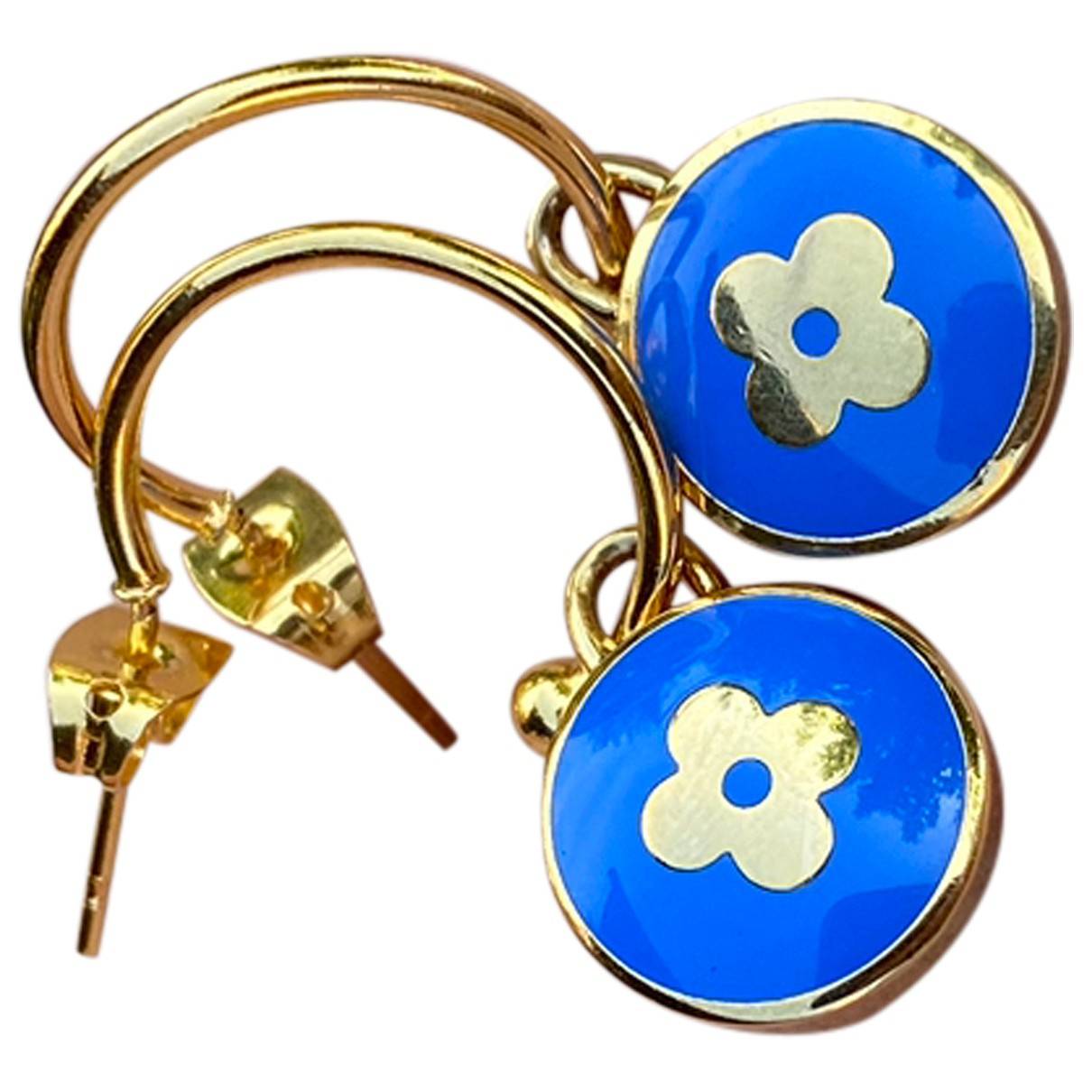 Monogram earrings Louis Vuitton Blue in Metal - 37414876