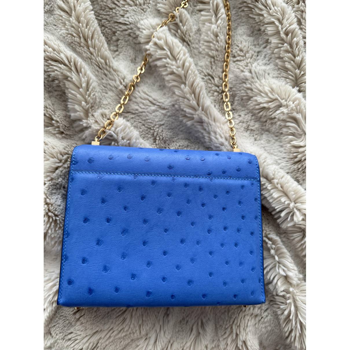 Verrou mini ostrich handbag Hermès Blue in Ostrich - 34742309