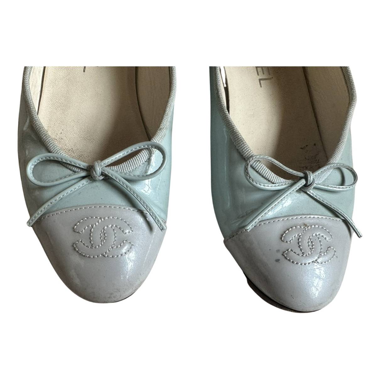 Patent leather ballet flats Chanel Blue size 37 EU in Patent leather -  35310748