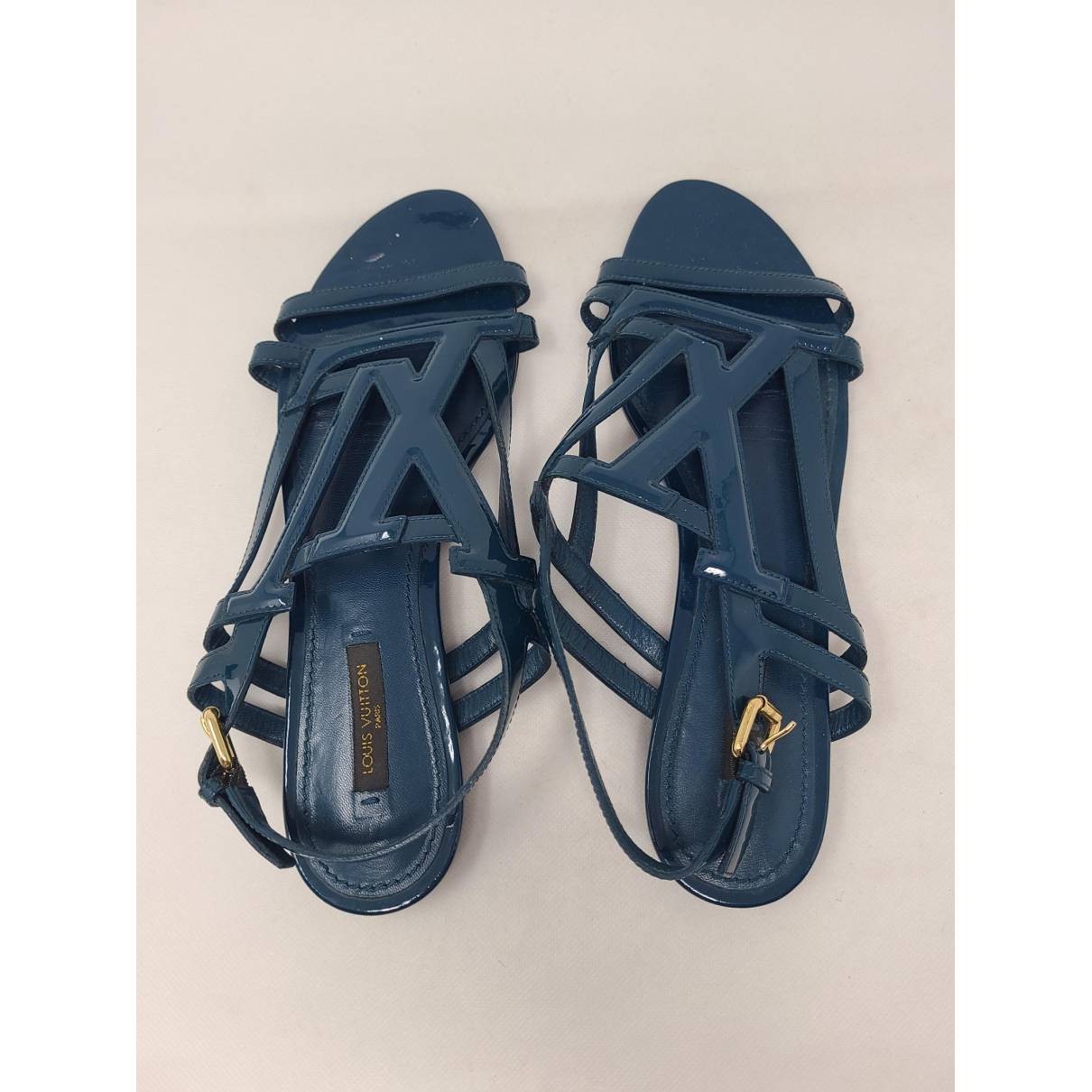 Louis Vuitton - Authenticated Revival Sandal - Patent Leather Blue Abstract for Women, Very Good Condition
