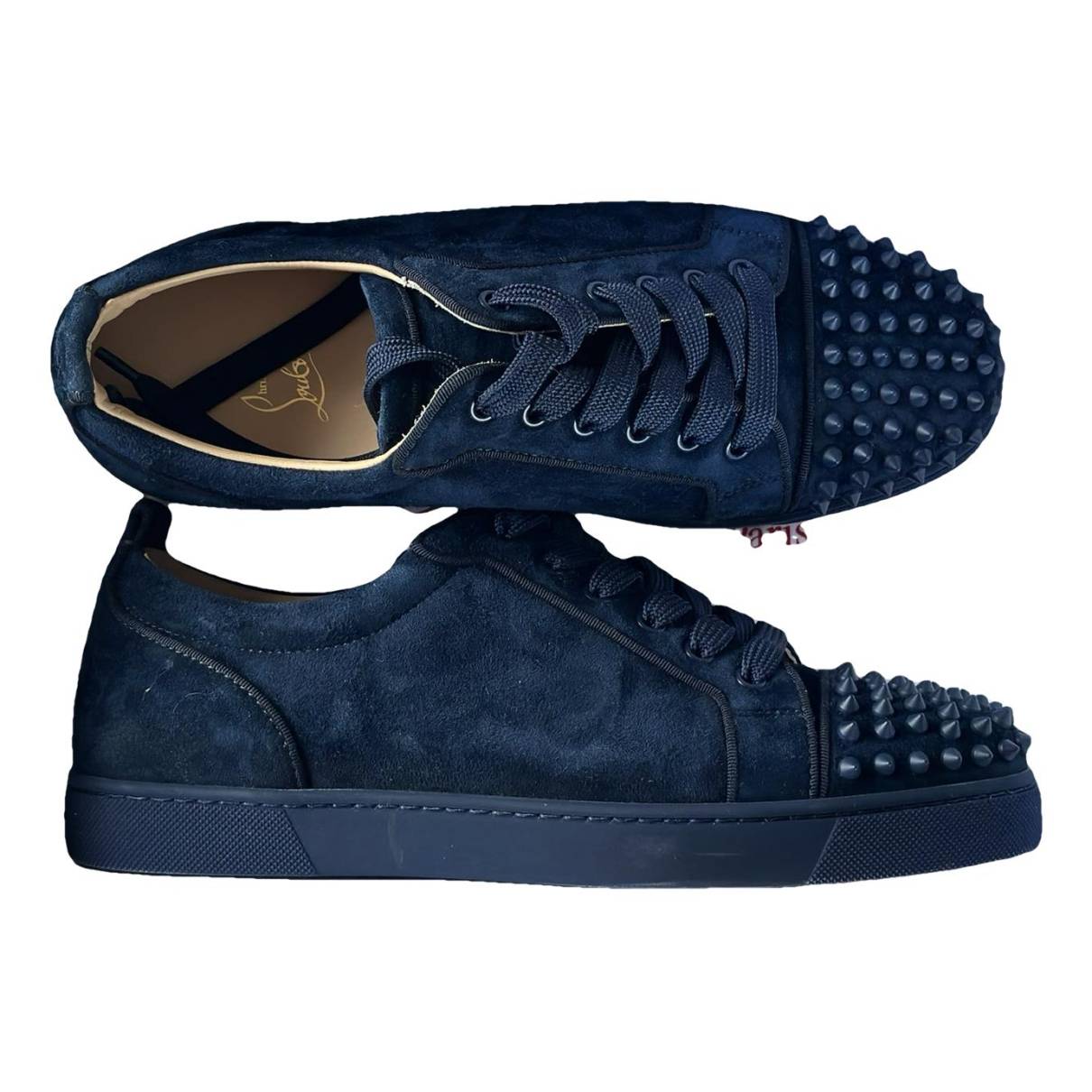 Christian Louboutin Louis Junior Spikes Leather Sneaker in Blue