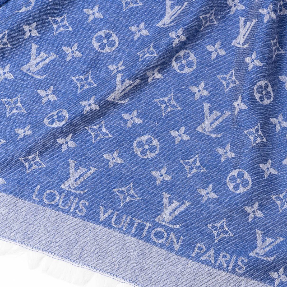 Châle monogram wool scarf Louis Vuitton Blue in Wool - 34381164