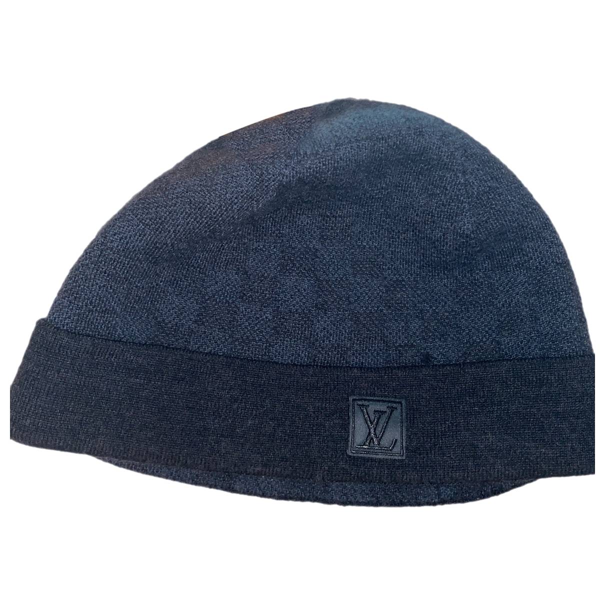 LOUIS VUITTON Wool Petit Damier Hat NM Light Blue 999310