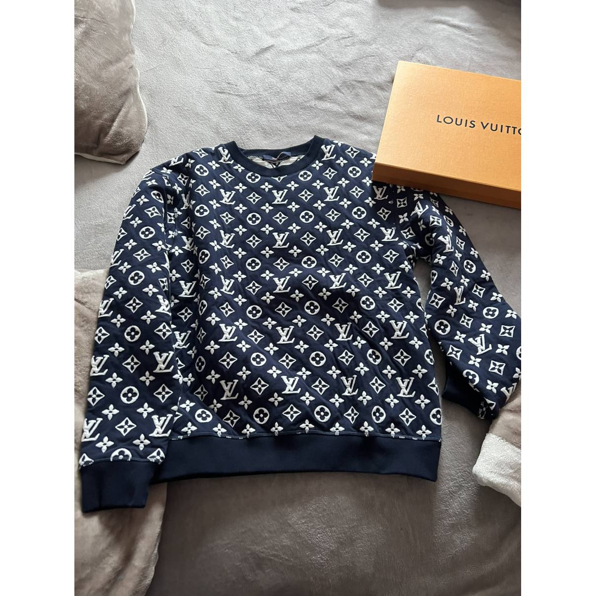 Louis Vuitton, Sweaters, Louis Vuitton Lv Monogram Jacquard Crewneck  Bluewhite