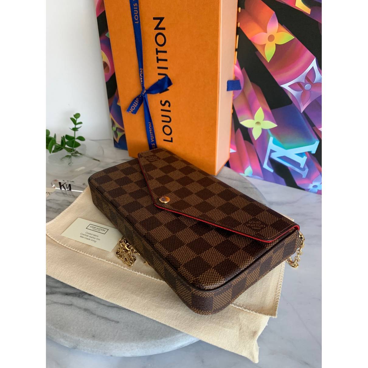 Louis Vuitton - Authenticated Félicie Handbag - Cloth Brown for Women, Never Worn, with Tag