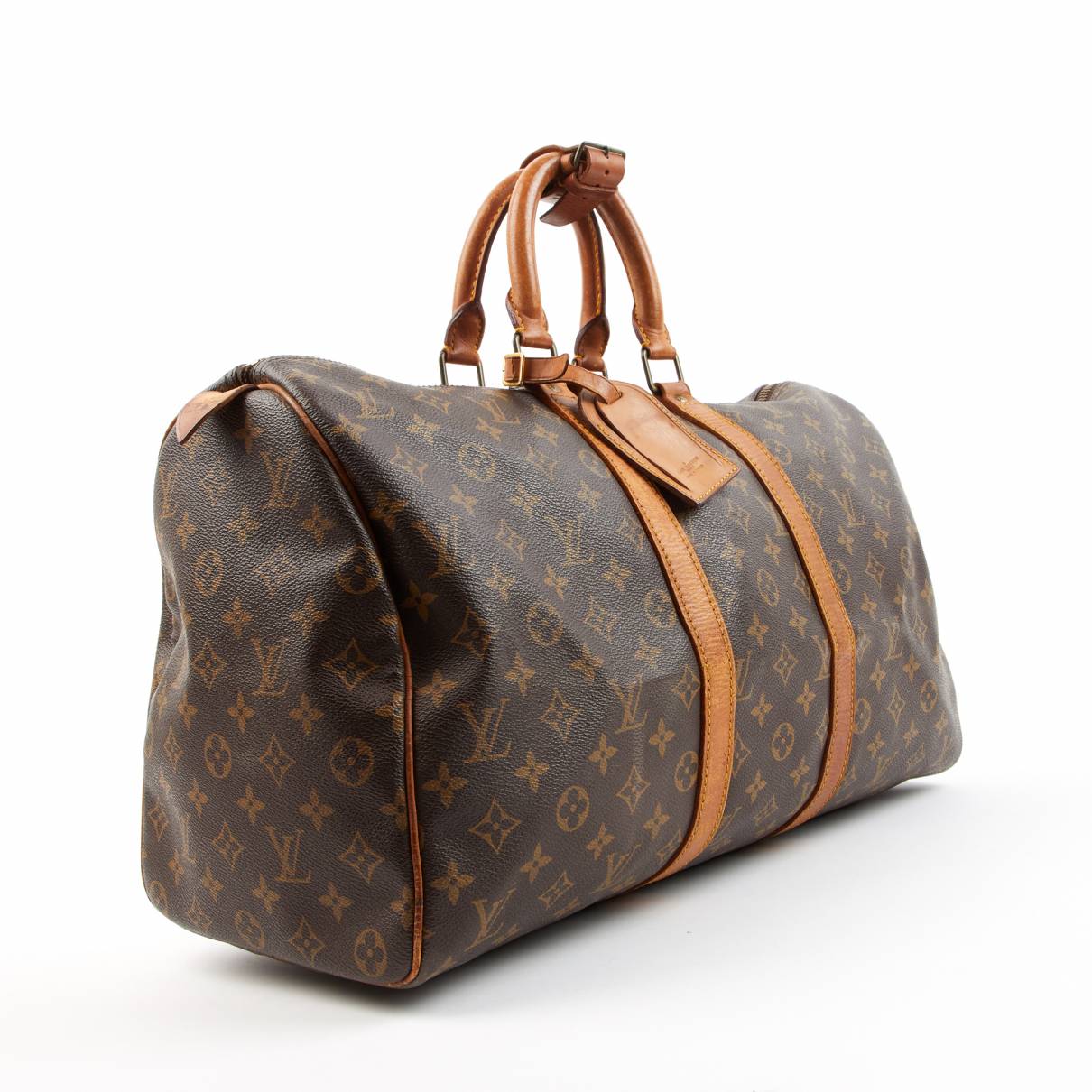 Keepall cloth travel bag Louis Vuitton Brown in Cloth - 22311000