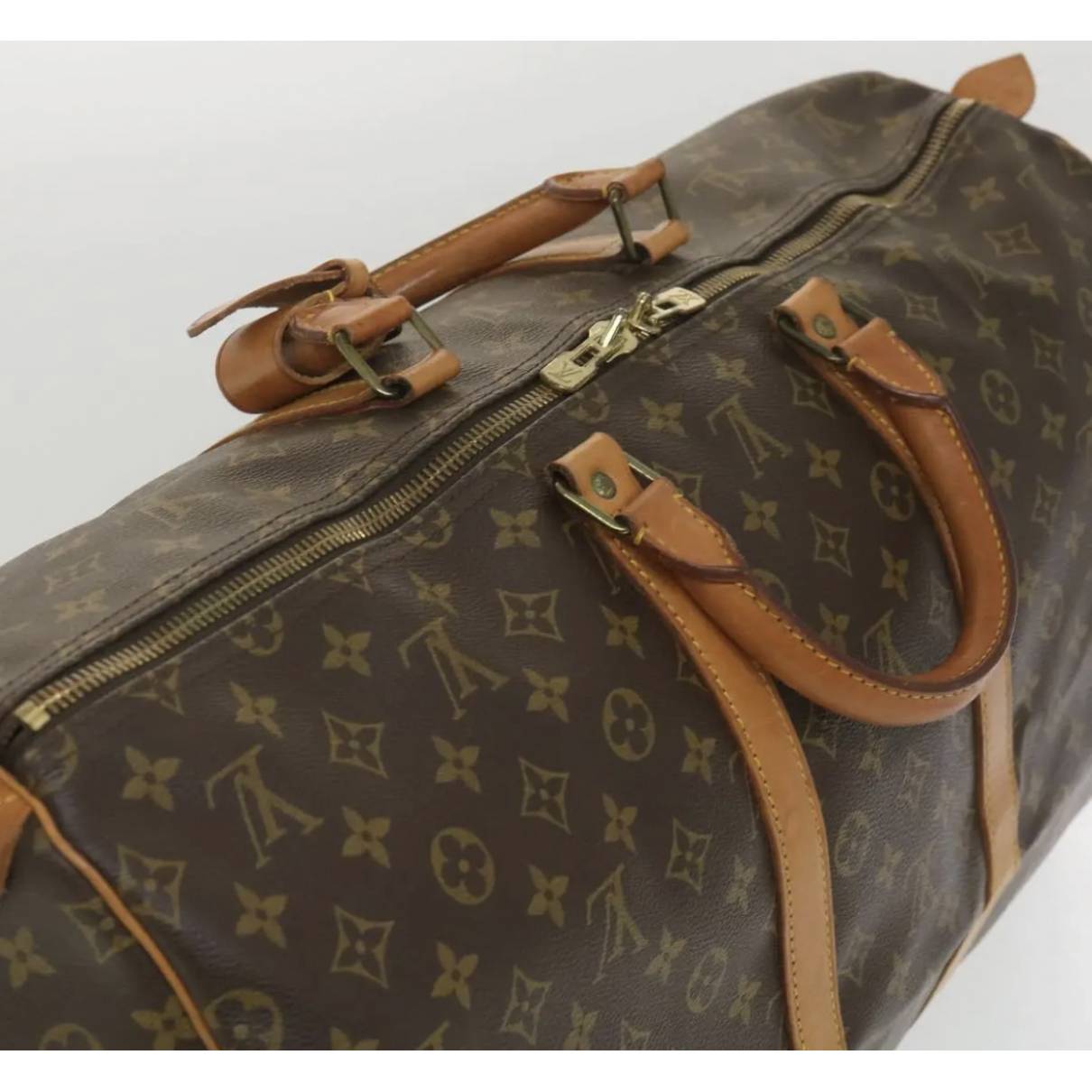 Keepall cloth travel bag Louis Vuitton Brown in Cloth - 33120472