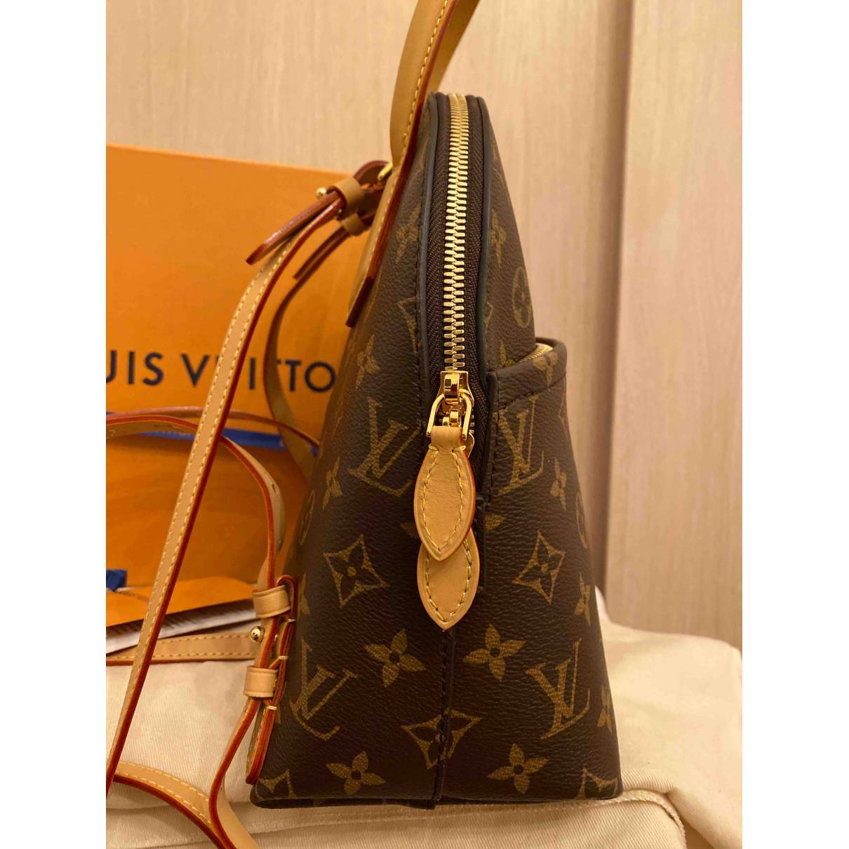 Cloth backpack Louis Vuitton Brown in Cloth - 12053236