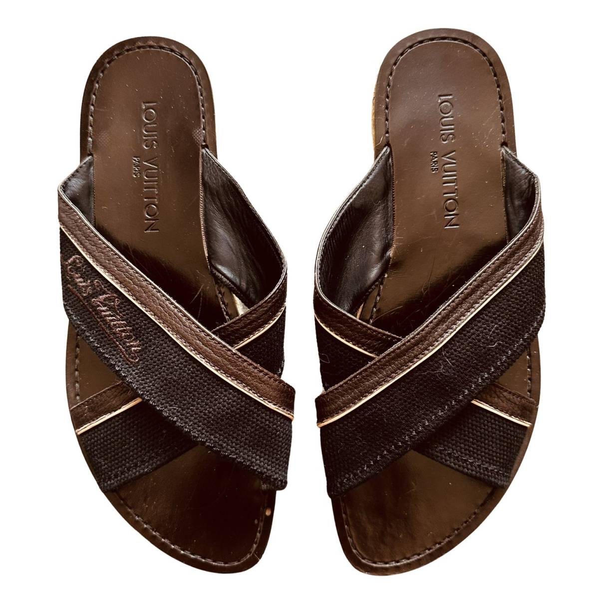 Cloth sandals Louis Vuitton Brown size 7 UK in Cloth - 33832590