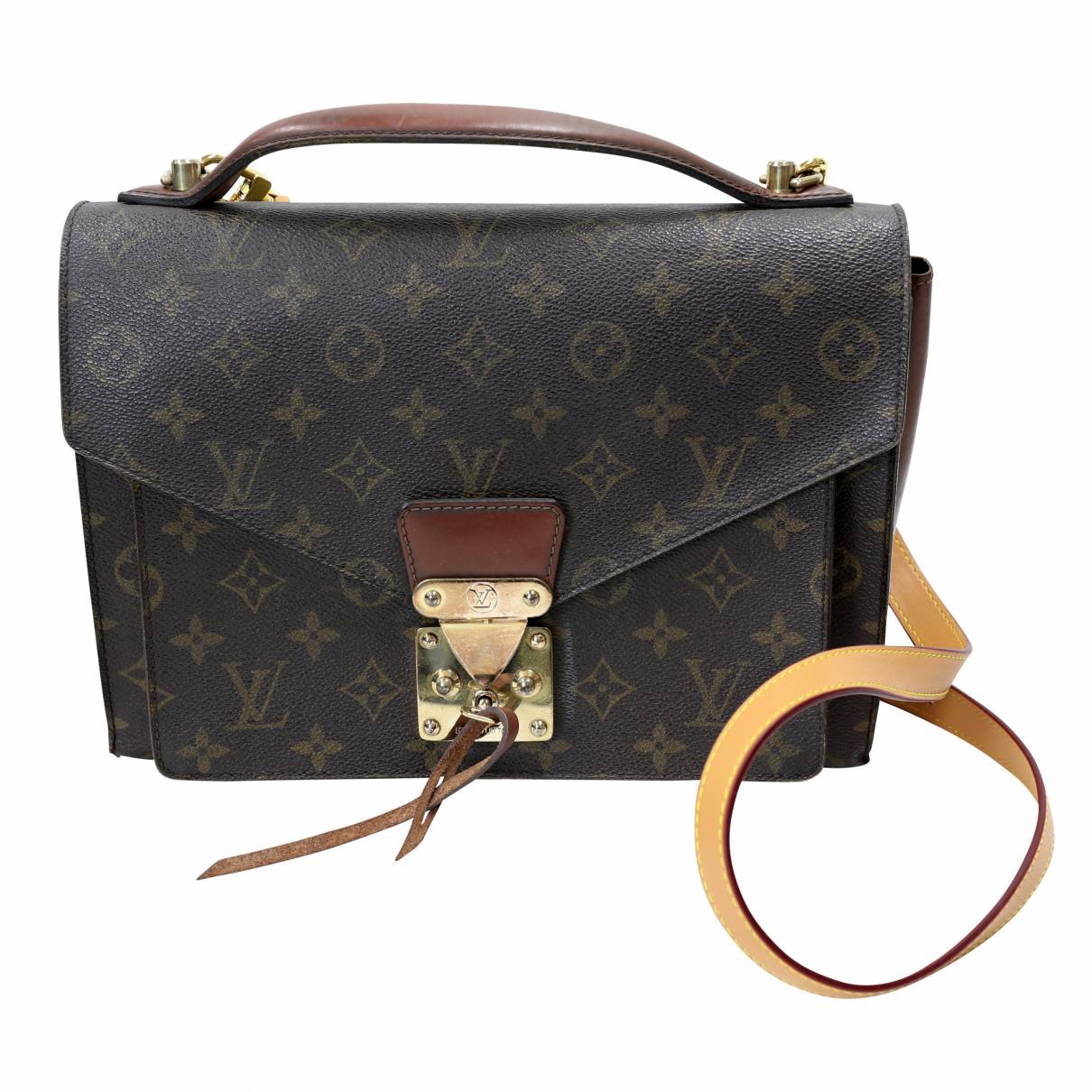 Monceau cloth handbag Louis Vuitton Brown in Cloth - 25253277