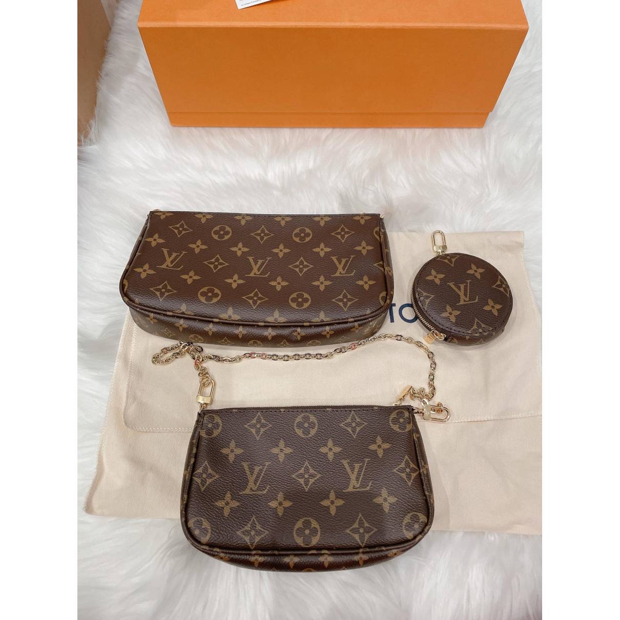 Multi pochette accessoires cloth crossbody bag Louis Vuitton Brown in Cloth  - 21009131