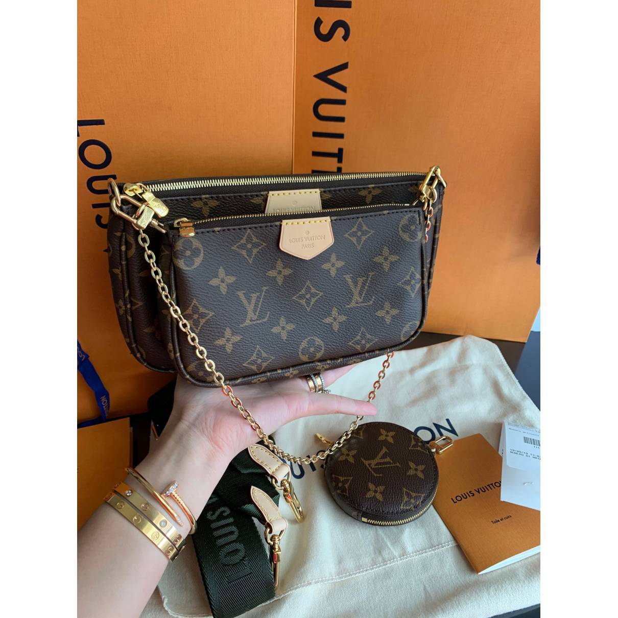 Multi pochette accessoires cloth crossbody bag Louis Vuitton Brown in Cloth  - 25262068