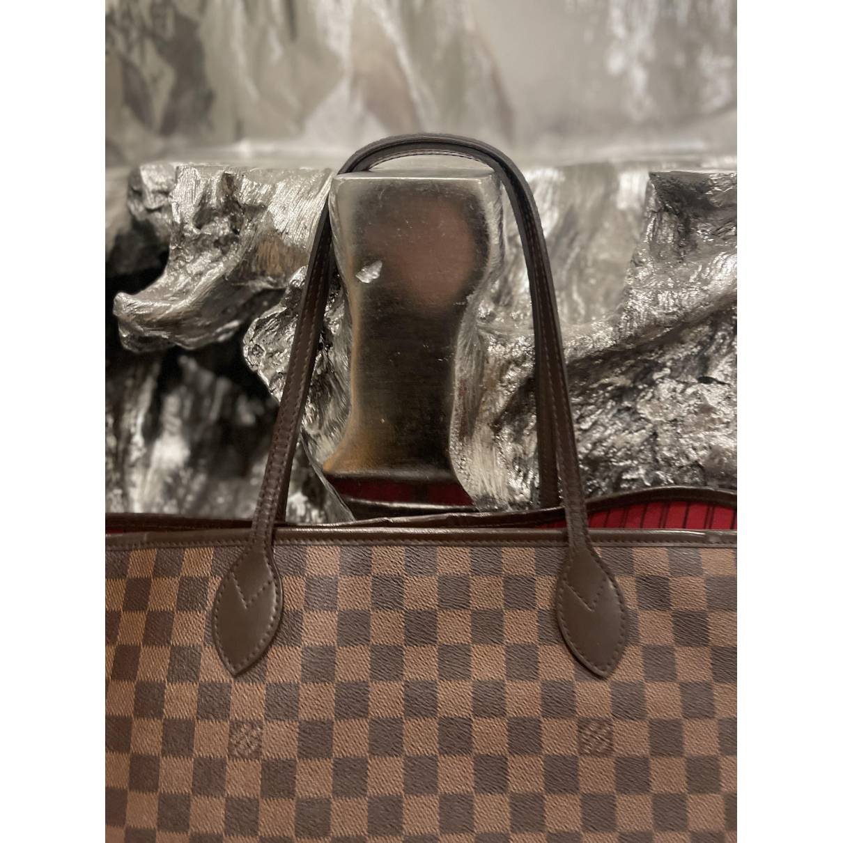 Neverfull cloth tote Louis Vuitton Brown in Cloth - 31936445