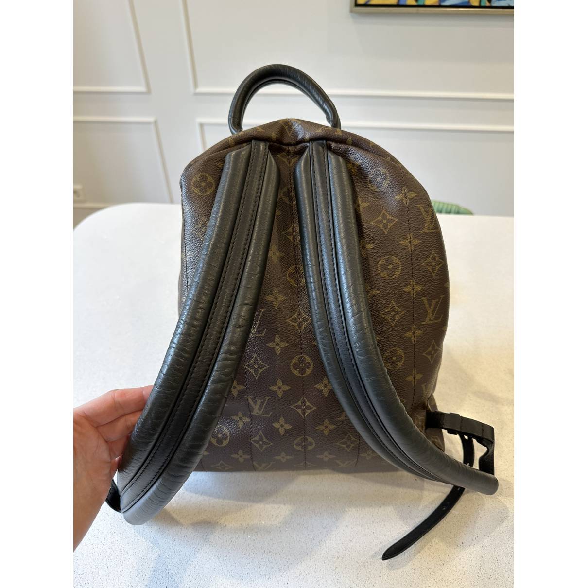 Palm springs cloth backpack Louis Vuitton Brown in Cloth - 32281658