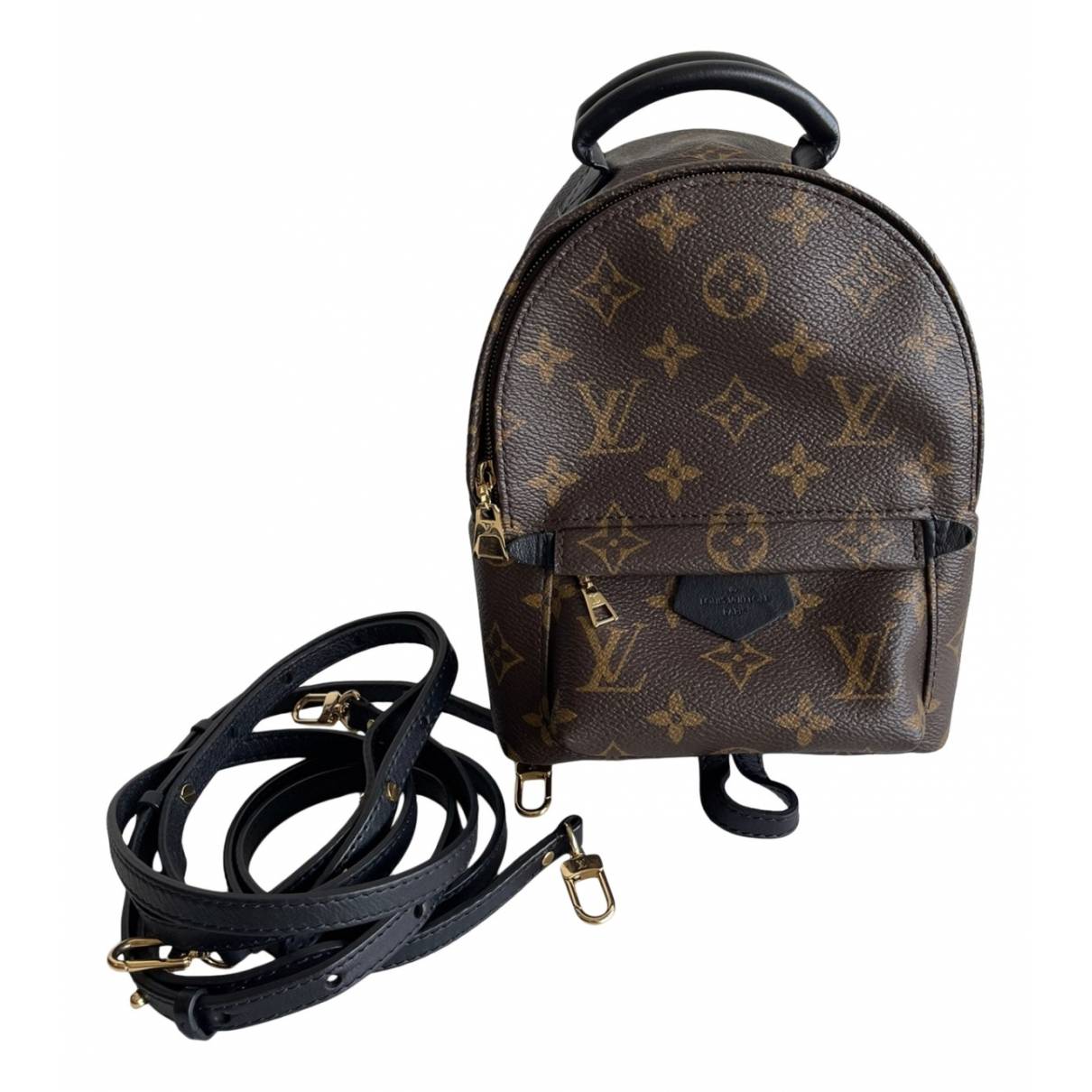 Palm springs cloth backpack Louis Vuitton Brown in Cloth - 32326841