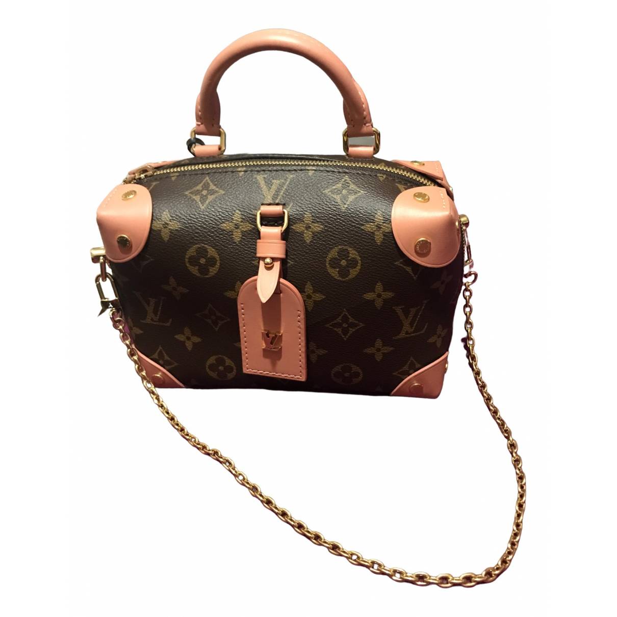Petite malle souple cloth handbag Louis Vuitton Brown in Cloth