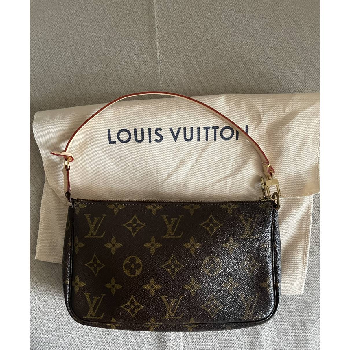 Pochette accessoire cloth handbag Louis Vuitton Brown in Cloth - 28085220