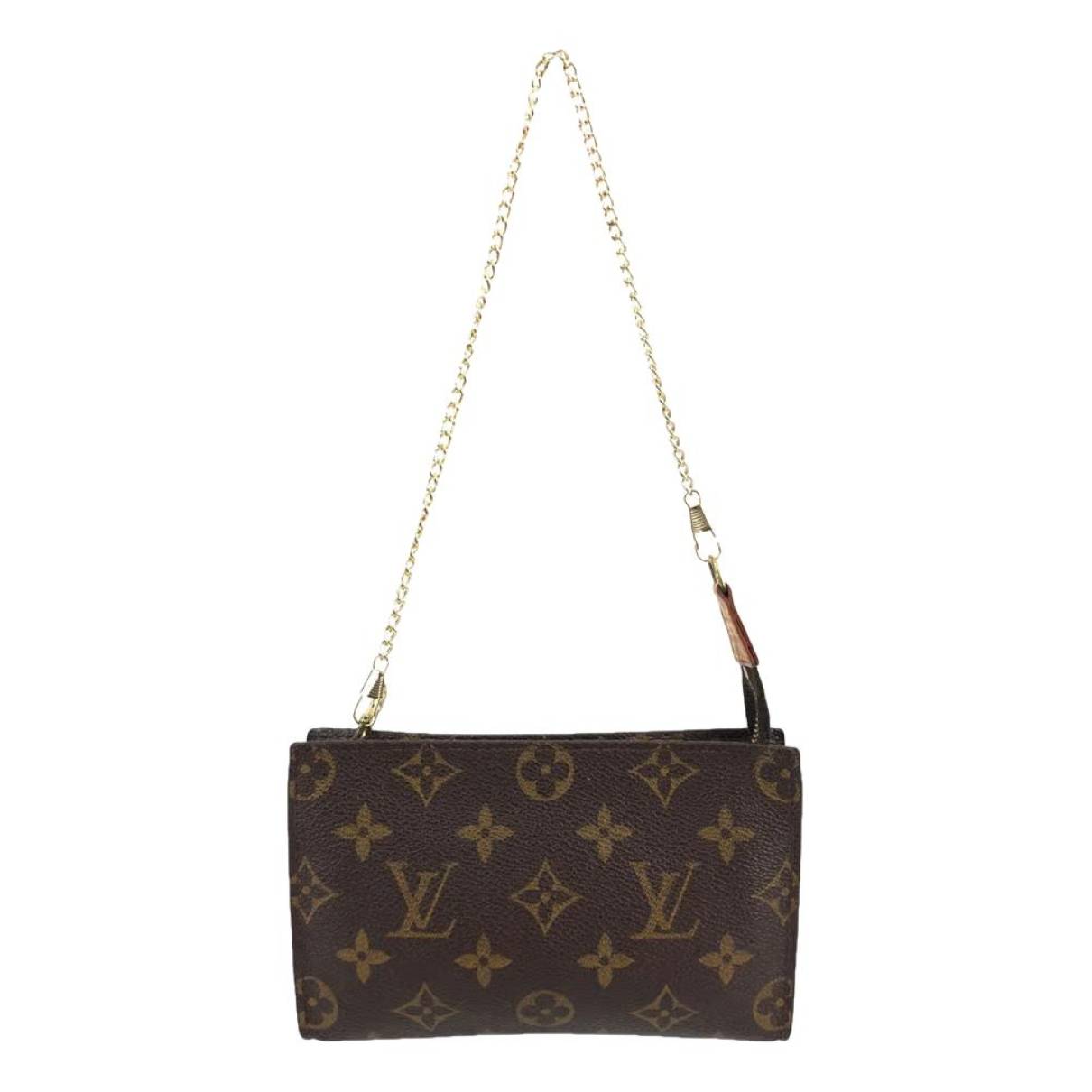 Pochette accessoire cloth clutch bag Louis Vuitton Brown in Cloth