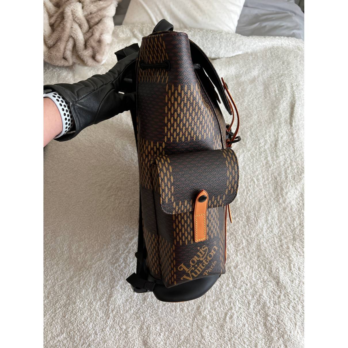Christopher backpack bag Louis Vuitton x Nigo Brown in Cotton